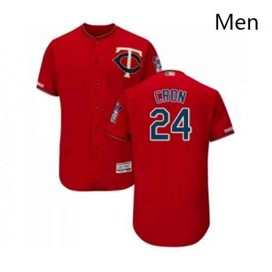Mens Minnesota Twins 24 C J Cron Scarlet Alternate Flex Base Authentic Collection Baseball Jersey